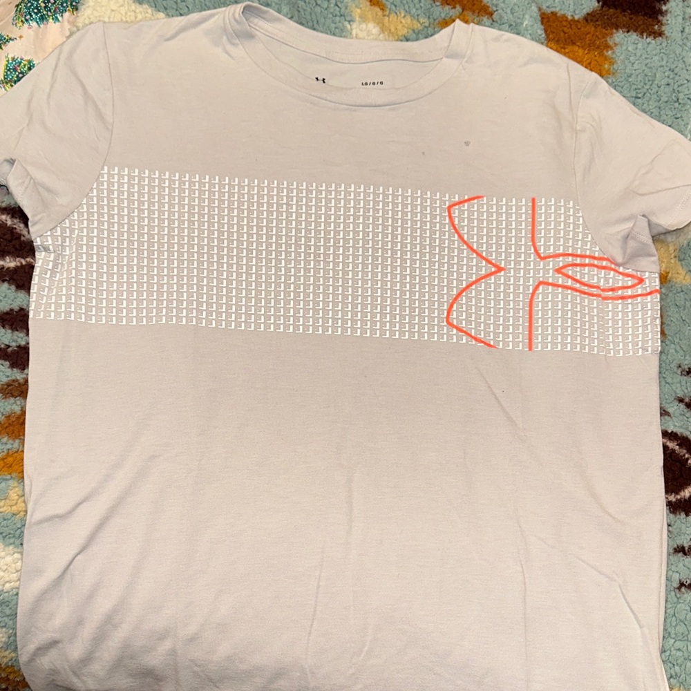 Under Armour Women's Light Gray Tee with Orange Accent